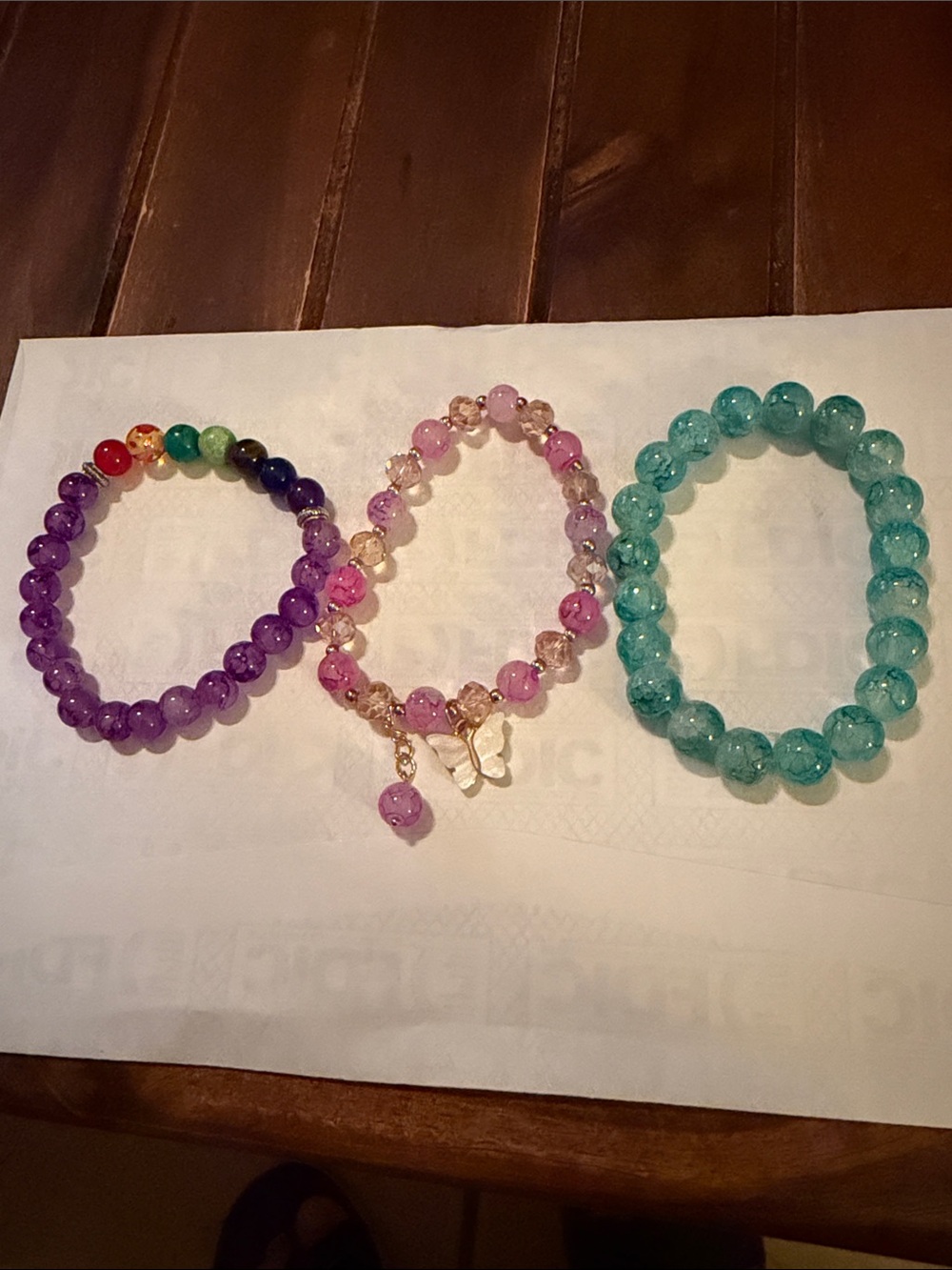 Handcrafted Pink Beaded Bracelet with Butterfly Charm